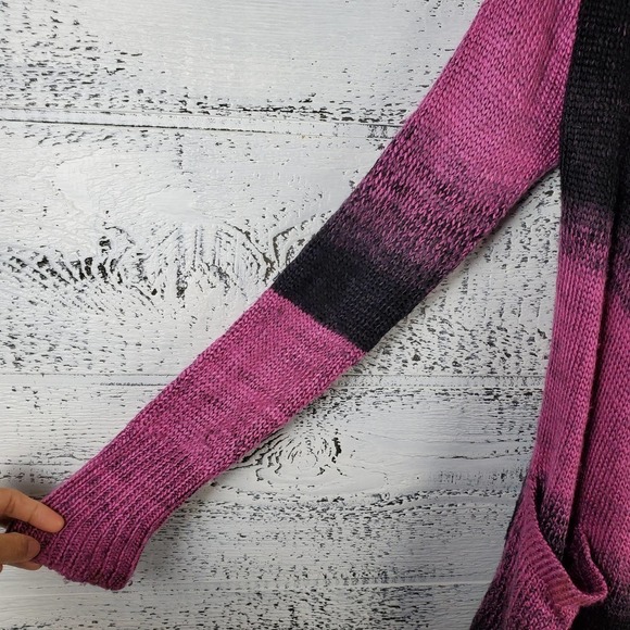 Bebe Removable Belted Black Fuschia Long Duster Cardigan Sweater Size Small - Picture 5 of 13